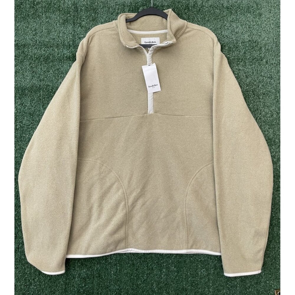 Goodfellow Sweater Shirt Top Beige Tan Pockets Size 2XL 1/4 Zipper NWT Men's